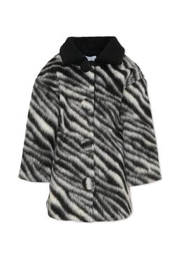 Marc Jacobs Black Faux Fur Coat For Girl With Logo