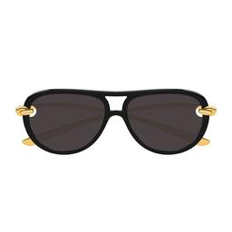 Bottega Veneta Eyewear Bottega Veneta Bv1418s Signature Icons 005 Black Gold Grey Sunglasses
