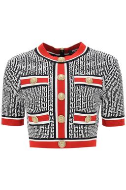 Balmain Jacquard Monogrammed Crop Top