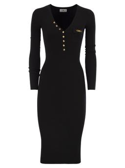 Elisabetta Franchi Ribbed Knit Dress With Pocket