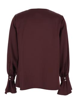 Pinko filipa Bordeaux Blouse With Draped Neckline And Flared Cuffs In Tech Fabric Woman