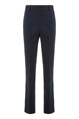 Pinko Straight Chalk-striped Trousers In Wool Blend