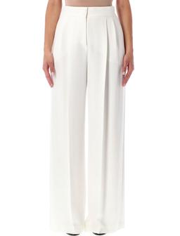 Alberta Ferretti White Wide-leg Pleated Trousers