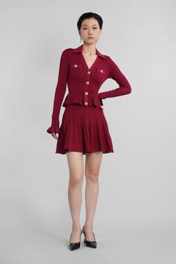 self-portrait Mini Dress In Bordeaux Viscose