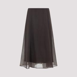 Brunello Cucinelli Silk Midi Skirt
