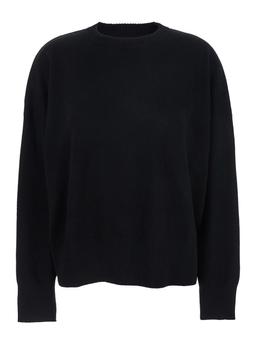 Loulou Studio Black Crewneck Sweater With Ribbed Trims In Cashmere Woman