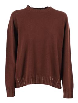 Fabiana Filippi Platinum Crew Neck Sweater With Filo Diamante