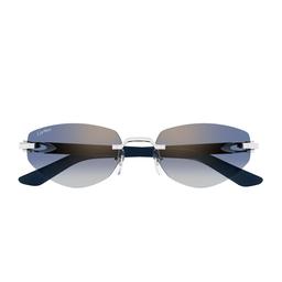 Cartier Eyewear Cartier Ct0580s Décor C Allongé De Cartier 004 Silver Blue Sunglasses