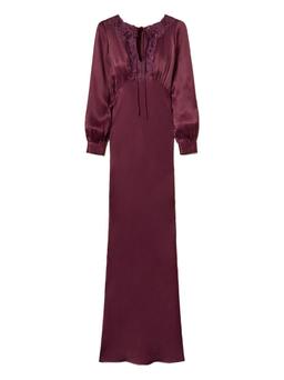 Twinset Long Satin Dress With Embroidery