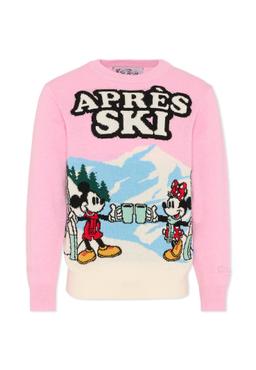 MC2 Saint Barth Pink Sweater For Girl With Mickey Mouse And Minnie
