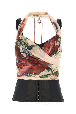 Dolce & Gabbana Printed Stretch Silk Blend Top