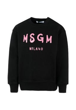 MSGM Black Sweatshirt For Girl With Logo