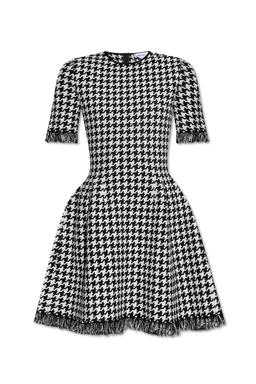 Alexander McQueen Houndstooth Frayed-edge Mini Dress