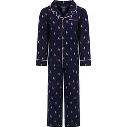 Ralph Lauren Blue Pajamas For Girl With Iconic Pony