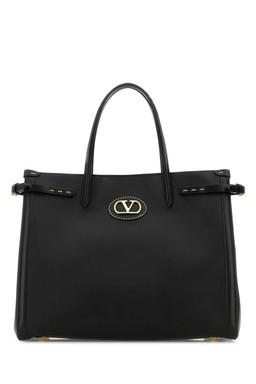 Valentino Garavani Black Leather Antibes Shopping Bag