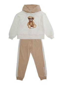 Monnalisa Multicolor Tracksuit With Logo Print On The Front In Cotton Stretch Girl