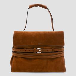 Moschino Brown Leather Suede Top Handle Bag