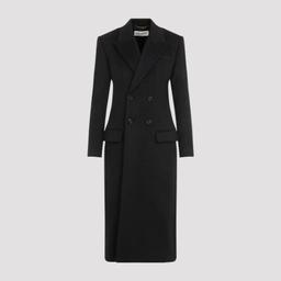 Saint Laurent Slate Wool And Cashmere Coat