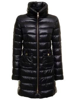 Herno Womans Maria Black Quilted Nylon Long Down Jacket