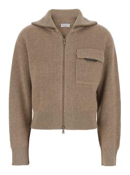 Brunello Cucinelli shiny Flap Detail Cropped Cardigan