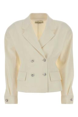 Alessandra Rich White Stretch Crepe Blazer