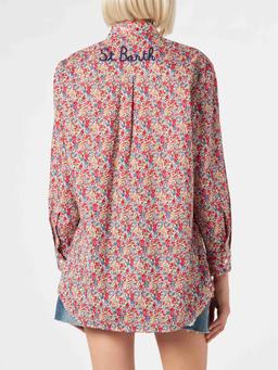 MC2 Saint Barth Woman Brigitte Cotton Shirt With Flower Print Made With Liberty Fabric
