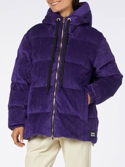 MC2 Saint Barth Woman Purple Corduroy Down Padded Jacket With Hoodie