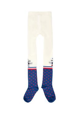 Monnalisa White Tights For Girl With Mickey Mouse Et Minnie