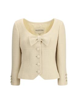 Valentino Short Jacket In Plain Wool Tweed