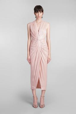 Costarellos Franca Long Dress In Rose-pink Polyester