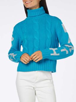 MC2 Saint Barth Woman Turtleneck Braided Sweater With Saint Barth Jacquard
