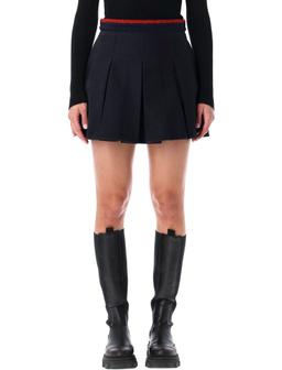 Moncler Cotton Gabardine Pleated Mini Skirt