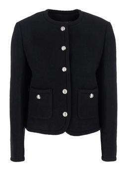 Dunst Black Jacket With Button Closure And Front Pockets In Tweed Woman