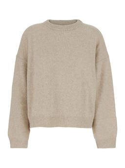 Loulou Studio Beige Crew Neck Sweater With Dropped Shoulder In Wool Blend Woman