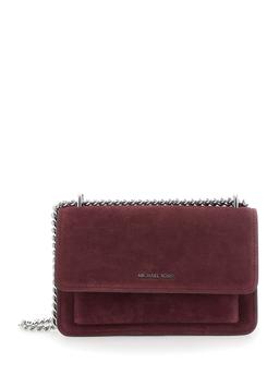 Michael Kors Bordeaux Shoulder Bag With Chain Strap And Front Logo In Suede Woman