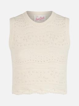 MC2 Saint Barth Woman Sleeveless Cotton Knit Top Peach