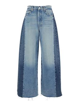 Mother Blue Five-pocket Jeans With Patchwork Design In Denim Woman