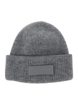 Jacquemus Grey le Bonnet Gros Grain With Logo Patch On The Brim In Cashmere And Wool Man