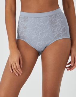 Bali Breathe Cotton Modal Lace High Rise Brief Satin Silver S Women's
