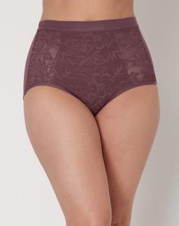 Bali Breathe Cotton Modal Lace High Rise Brief Currant Purple S Women's