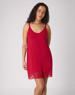 Bali Breathe Nightgown Chemise, Lace Trim Rosy Red S Women's