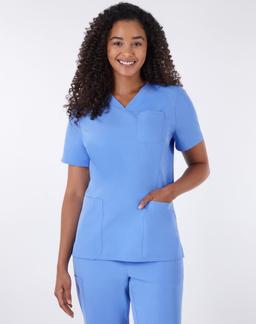 Hanes Comfort Fit Scrubs Women's Rib Back Scrub Top Ceil