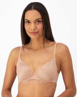 Maidenform Natural Boost Demi T-Shirt Underwire Push-Up Bra, Lace Trim Sandshell 34A Women's
