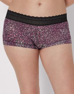 Maidenform Cotton Boyshort with Lace Pink Ombre Ditsy Print 5