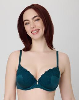 Maidenform Comfort Devotion Your Lift Underwire Bra, Convertible Straps Fashion Green W/ Jeweled Jade 34B Women's
