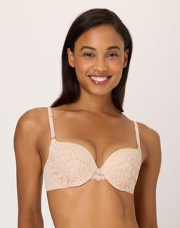 Maidenform Push Up & In Underwire Push-Up Bra Almond W/ Rose Gold 32A Women's