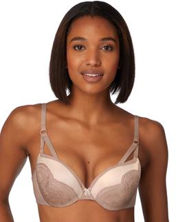 Maidenform Push Up & In Underwire Push-Up Bra Evening Blush w/Rose Petal Cream Lace 32A Women's