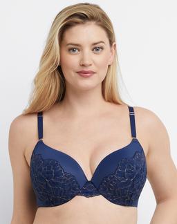 Maidenform Push Up & In Underwire Push-Up Bra Navy Eclipse/Rose Gold 34B Women's