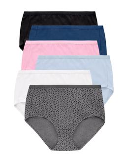 Hanes Ultimate Women's Breathable Brief Underwear, 6-Pack White/Navy H/Pink/Black/Lilac H/Blackblot 5