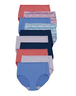 Hanes Women's Brief Underwear, Moisture-Wicking, 10-Pack Assorted 6